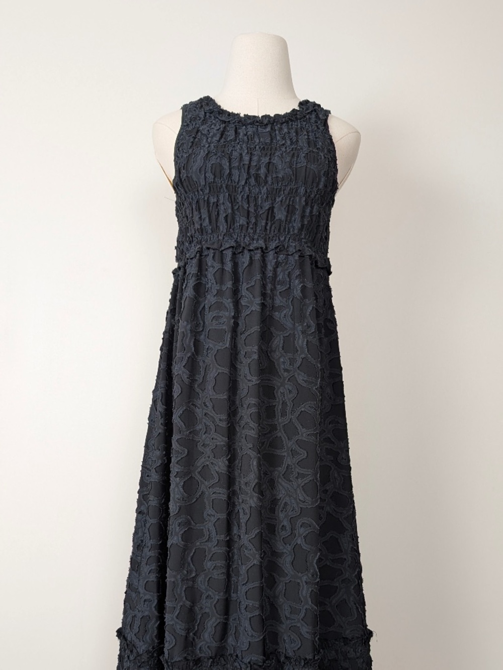 Club Monaco Black Smocked Midi Dress Formal Size XS High Neck - Picture 6 of 14